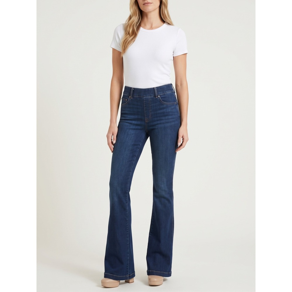 Spanx Jeans Small Long shape EveryWear Pull-On Flare Denim Dark Wash Tall